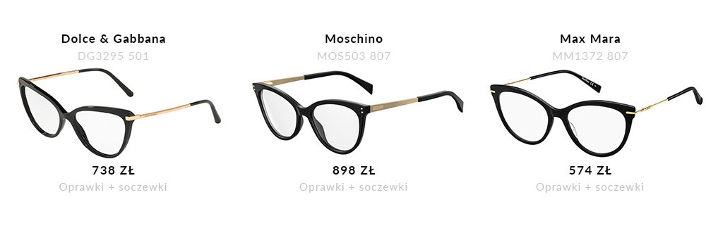 okulary korekcyjne kocie oko Dolce & Gabbana, Moschino, Max Mara, eyerim blog